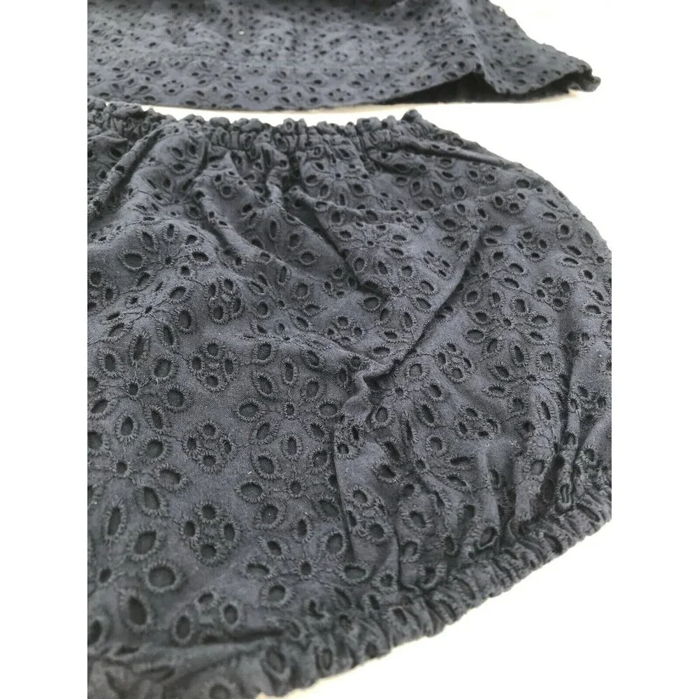 Ralph Lauren Dress Bloomers Baby Girls Size 24 Months Blue Eyelet‎ Short Sleeve